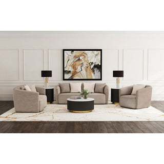 Silvana - Upholstered Rolled Loveseat With Curved Back And Foam Cushions - Beige