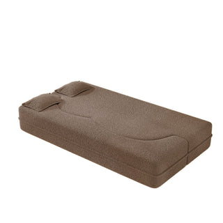 Modern Floor Sleeper Sofa Bed With 2 Pillows, Convertible Twin Size Folding Mattress For Living Room