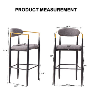 Upholstered Bar Stool With Ergonomic Design (Set of 2)
