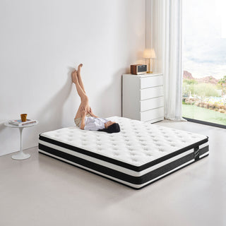 12" Breathable Hybrid Mattress, Memory Foam, Individual Pocket Springs