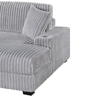 RAF Chaise With Cup Holder Modular Living Room Furniture Pillow - Gray / Mink