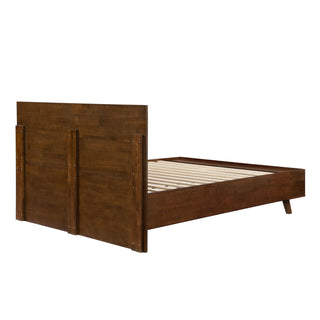 Queen Size Platform Bed Frame With Footboard Storage - Walnut