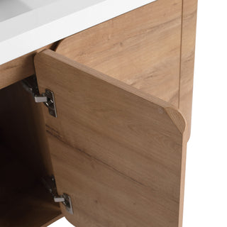 Wall Mounted Bathroom Vanity With Sink, 3 Soft Close Doors
