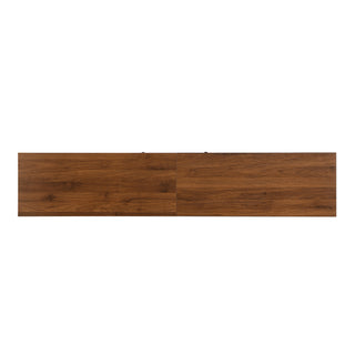 TV Stand, Entertainment Center With Slatted Doors, Cable Management, Soft Closing Hinges - Walnut