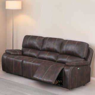 Power Reclining Sofa With Built In USB Port - Chocolate