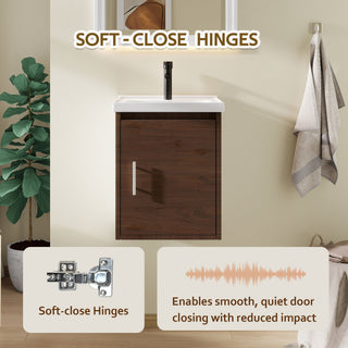 Floating Bathroom Vanity Combo, Wall Mounted Cabinet With Sink & Soft Close Doors For Small Bathrooms