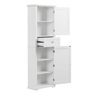 Tall Freestanding Bathroom Storage Cabinet With Drawer And Adjustable Shelf