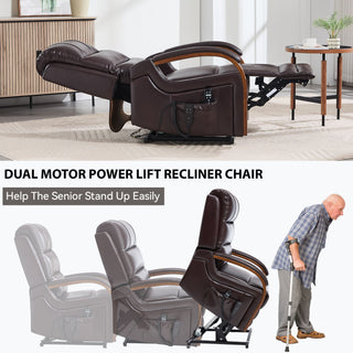 Power Lift Recliner Chair Dual Motor Infinite Position With Heat Massage And Heavy Duty Motion Mechanism - Brown