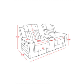 Ian - Power Reclining Sofa With LED Lighting, Surround Sound & Subwoofer - Charcoal