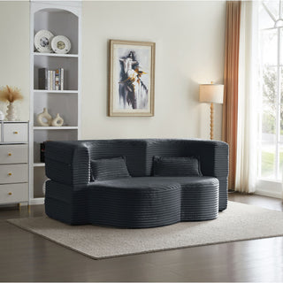 Floor Convertible Sleeper Sofa Bed With 2 Pillows
