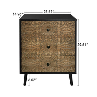 3 Drawer Cabinet, Suitable For Bedroom - Black