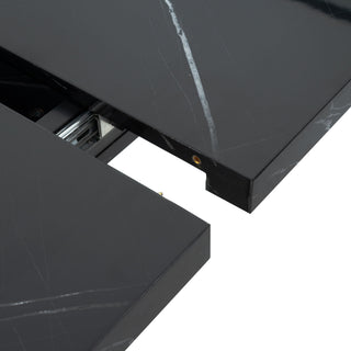 Modern Rectangle Dining Table With Stretchable Top, Storage Cabinet