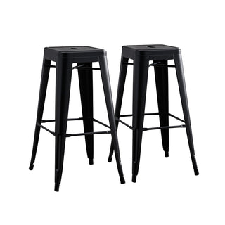 Backless Lightweight Bar Stools (Set of 2) - Black