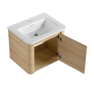 Wall Mounted Bathroom Vanity & Sink, Storage Shelves & Soft Close Door