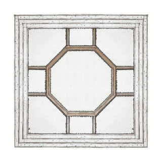 Antique Style Decorative Square Wall Mirror With Mirrored Frame, Wall Decor For Living Room Entryway, Console Lean Against Wall - Silver