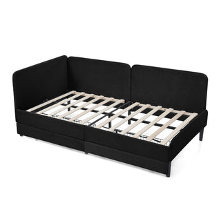 Upholstered Platform Bed Frame With 2 Storage Drawers And Adjustable Sofa Bed