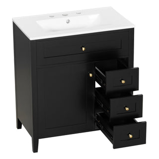 Bathroom Vanity With Sink, 3 Drawers And Adjustable Shelf