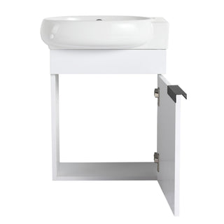 Wall Mounted Bathroom Vanity With Sink And Storage Rack, Soft Close Doors