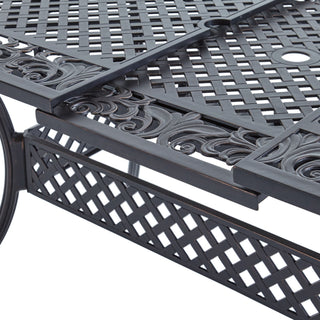 Outdoor Extendable Aluminum Dining Table With Pattern Table Top And Curved Legs - Copper