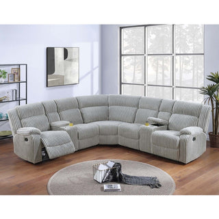 Sectional Sofa Set With Console Cup Holders, 3 Piece Reclining Living Room Couch - Gray Ash
