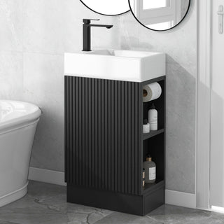 Modern Bathroom Vanity With Sink And 2 Tier Shelf