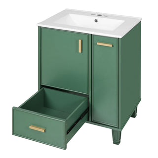 Bathroom Vanity With Sink, Deep Drawer, Door Shelf, 2 Tier Basket