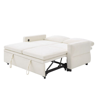 Convertible Sofa Bed Loveseat With Adjustable Backrest And USB Ports