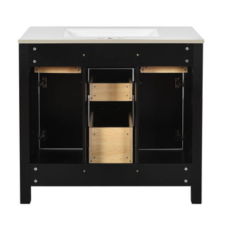 Bathroom Vanity With Sink, Cabinet With 4 Drawers & 2 Soft Close Doors, Rectangular Storage Unit For Bathroom