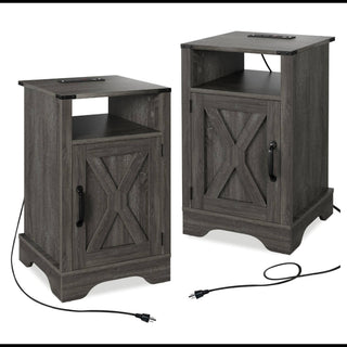 Farmhouse Nightstand, Charging Station & Storage