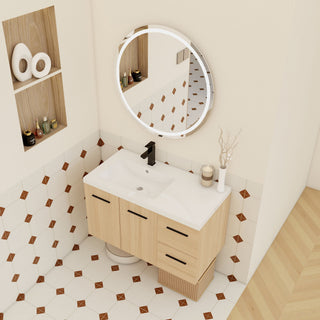 Wall Mounted Floating Bathroom Vanity With Sink, Door & Drawers Modular Cabinet