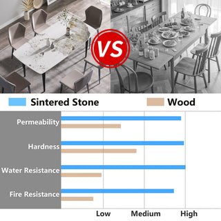 70.87" Modern Artificial Stone Pandora White Curved Black Metal Leg Dining Table - Antique White