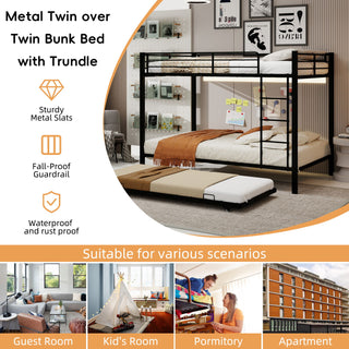 Bunk Bed For Kids, Convertible Frame With Ladders & Guardrail