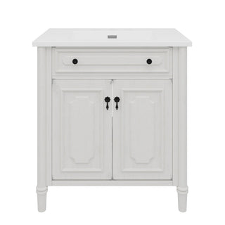 Vintage Bathroom Vanity With Sink, Rustic Cabinet With Soft Close Doors