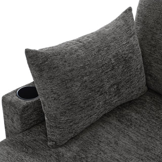 U-Shaped Sectional Sleeper Sofa With Ample Storage Space, 2 Cup Holders And Charging Ports For Living Room