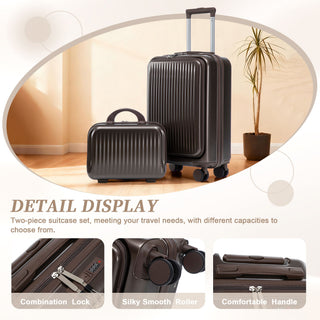 Luggage Set With Cosmetic Case, Combination Lock, Front Opening Design