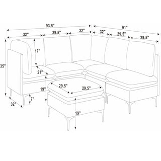 Upholstered Modular Sectional & Tall Legs