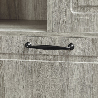 Modern Tall Storage Cabinet With Adjustable Shelves, Flip-Out Basket & Enclosed Doors