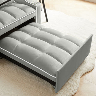 Convertible 3 In 1 Sofa Bed With Adjustable Sleeper Chair And Multi Pockets