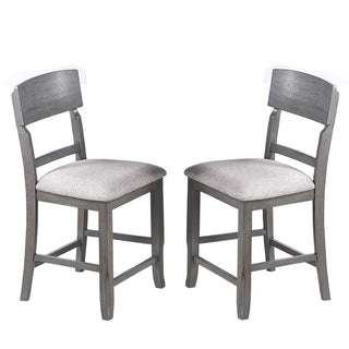 7 Piece Counter Height Dining Set With Storage Shelves, Table & 6 High Chairs - Gray