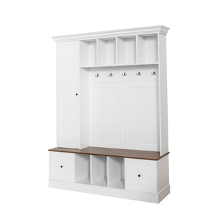 Hall Tree With Shoe Storage Bench, Entryway Coat Rack With 5 Hooks