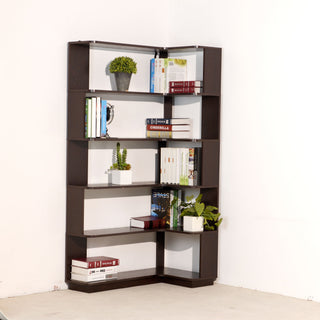 Ox Blood - Red 90Cm L-Shaped Freestanding Corner Bookshelf With Anti Tip Safety, Storage Cabinet For Living Room - Ox Blood Red