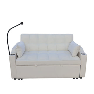 Modern Loveseat With Pullout Bed, Adjustable Reclining Backrest