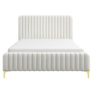 Valery - Queen Size Platform Bed - Cream
