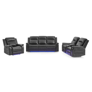 Ian - Power Reclining Sofa With LED & Global Surround System - Charcoal