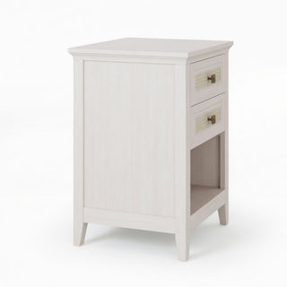 Nightstand With 2 Drawers & Shelf - White