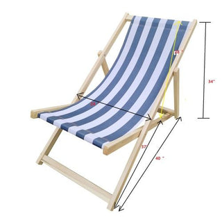 Sling Folding Chaise Lounge Chair - Stripe Blue