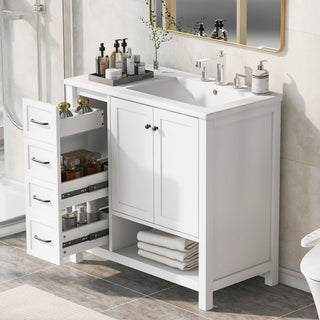 Modern Bathroom Vanity With Sink Top, 2 Doors And 2 Drawers