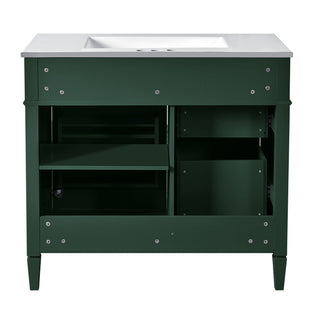 Bathroom Vanity With Mirror Cabinet, Single Sink With 2 Soft Closing Doors And 4 Drawers