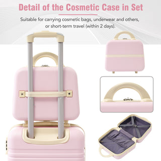 Hardshell Luggage Set 4 Pieces With Tsa Lock 20" / 24" / 28" Spinner Suitcase Lightweight - Light Pink