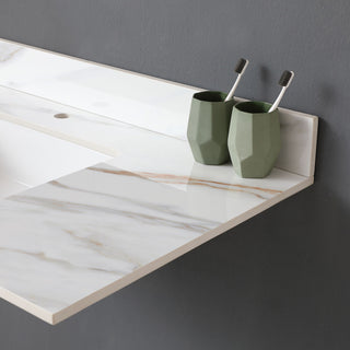 Elegant Vanity Top With Undermount Sink And Backsplash, Sintered Stone